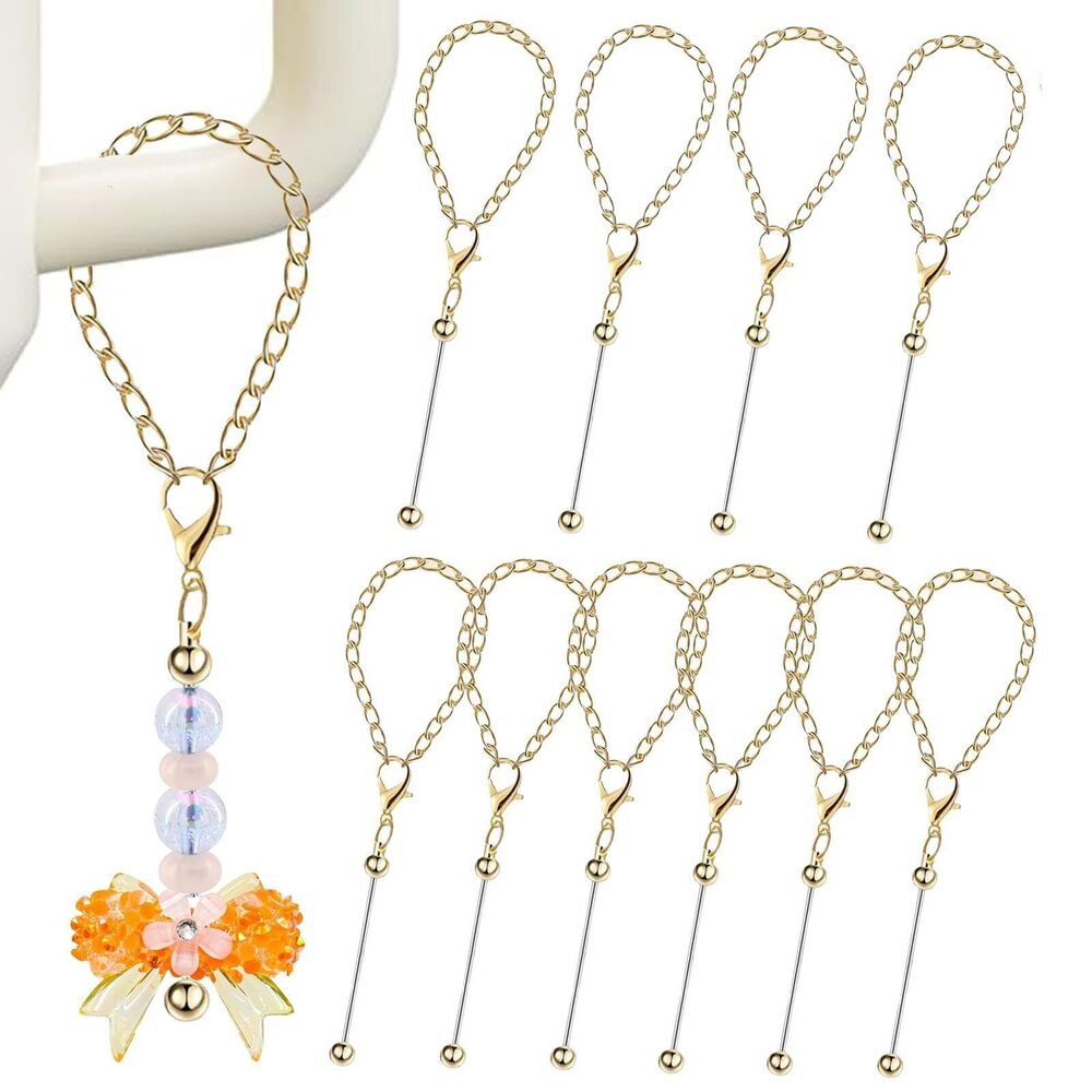 8074 10 Packs Gold Metal Beadable Cup Charms Accessories for Tumblers